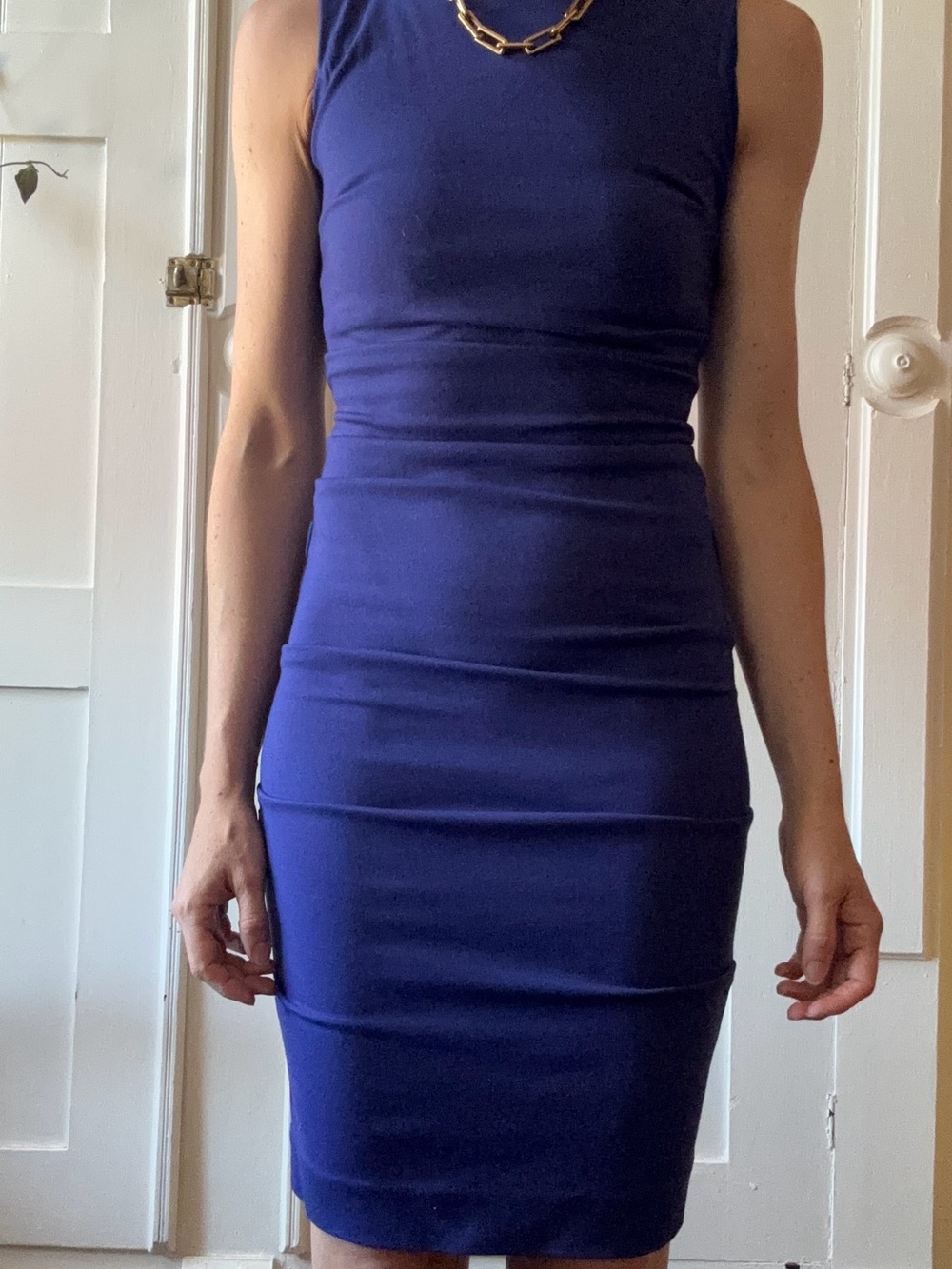 Nicole Miller Artelier Sleeveless Navy Bodycon Dress - Picture 2 of 7